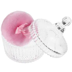 Large Velvet Powder Puff with Glass Storage Box, Washable Reusable Makeup Sponge, Premium Beauty Cosmetics Gift Set for Christmas and Birthday, Face Body Glitter Puffs for Wet Dry Makeup Application, Beauty Sponges, Cosmetics Makeup Tools