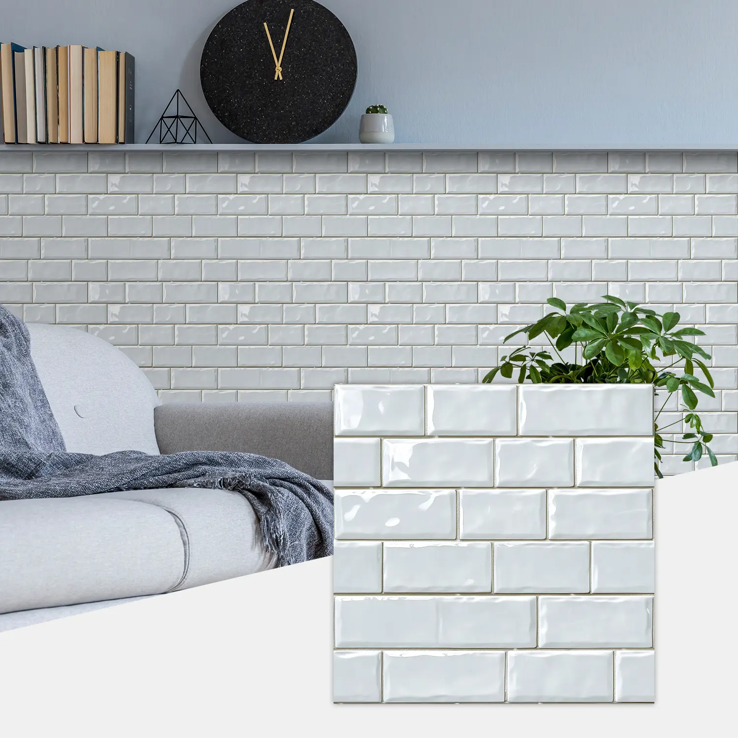 10pcs/20pcs/30pcs Wall Tile Pattern Self-Adhesive Thickened Tiles Stickers, Vinyl Wall Stickers, Adhesive Decals, Decorative Wall Sticker, Kitchen Decor, Home Renovation, Floor Decoration
