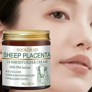 Sheep Placenta 24h Moisturizing Cream, 5x Collagen + Sodium Dna, Firming and Smoothing, Suitable for All Skin Types, 80g High Value Choice