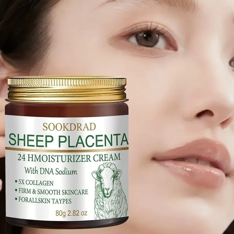 Sheep Placenta 24h Collagen Moisturizer Cream, 5x Collagen + Sodium Dna, Firming and Smoothing, Suitable for All Skin Types, 80g High Value Choice