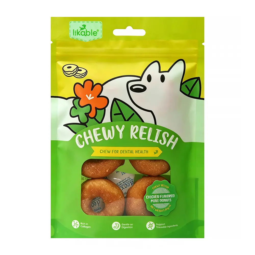 #LB-002 Likable Chicken Flavored Mini Donuts, Chewy Dog Treats for Dental Care & Fresh Breath, 6 Pieces, 60g
