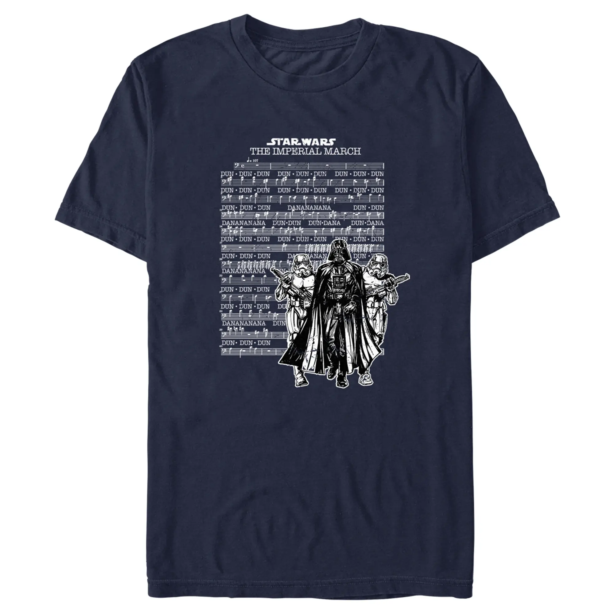 Men's Star Wars Imperial March White Music Sheet T-Shirt