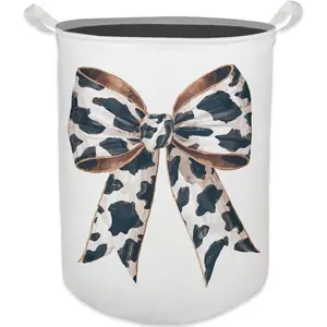 Bow Laundry Basket, for Girls, Coquette Girly Bow Laundry Basket Hamper Waterproof Collapsible Bin Organizer for Bedroom Girls Room Dorm Clothes Toys