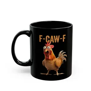 F-Caw-F Chicken Mug, Humorous rooster ceramic drinkware,Gift ideas,Ceramic Coffee Mugs