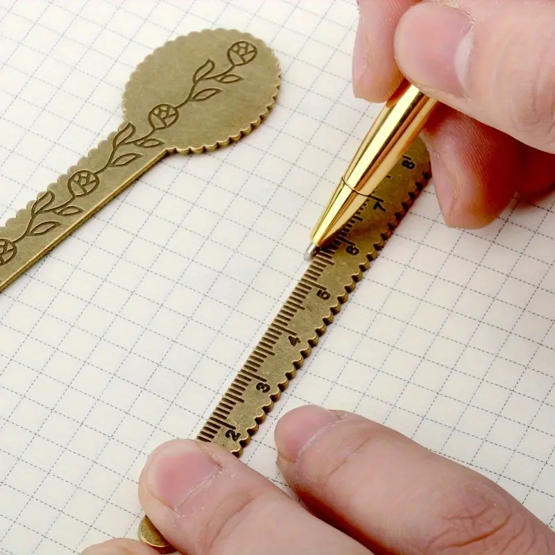 5pcs, Vintage Minimalist Antique Brass Ruler, Measuring Instrument, Measuring Marking Tool, Back To School, School Supplies, Kawaii Stationery, Colors for School, Stationery, Teenager Stuff, Cheap Stuff, Weird Stuff, Mini Stuff