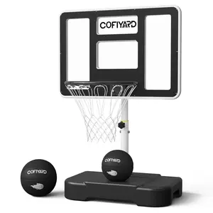 Cofiyard Swimming Pool Basketball Hoop,Adjustable Poolside Basketball Goal with 2 Balls,2 Nets & Inflator Outdoor for Youth Teens Adults