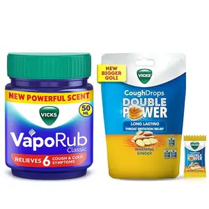 Vicks Cough Drops 25ct + Vicks VapoRub Reguler 1.76oz/50ml & 3.53oz/105ml Relief Combo  Cold Relief, Cough Suppressant, Nasal Congestion, Fast Relief stick