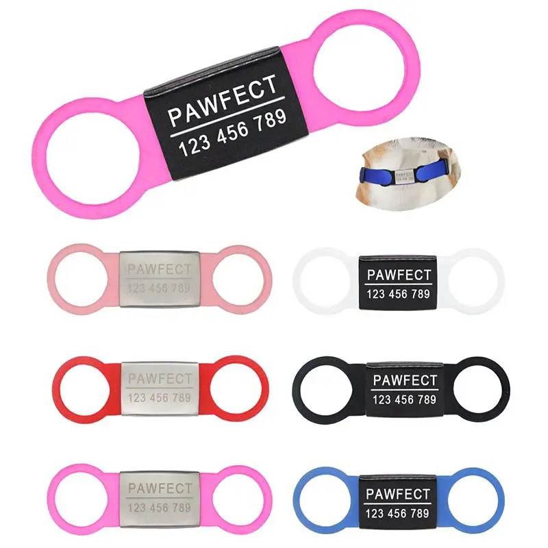 Customized Stainless Steel Pet ID Tags - Engravable Sequin Design, 6 Colors, 2 Sizes (6.5x1.5cm/L-8.5x2.5cm), Free Nameplate Engraving, Dog & Cat Collar Harness Lead Accessory