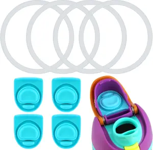 4 count Water Bottle Seal Circle & 4 count Replacement Stopper,  O Circle Lid Gasket Parts for  Free Sip 19oz 24oz 32oz 40oz, Cap Mouth Plug Gasket Accessories,