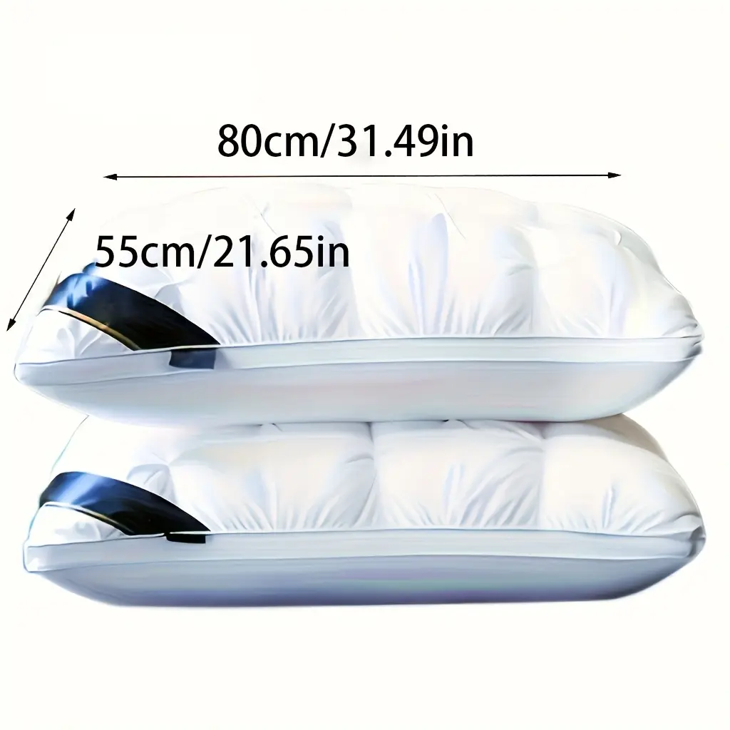 2pc Star Hotel Quality Pillow, Premium High Loft Pillow for Deep Sleep,  ,  Lightweight Quilt Set Ergonomic Dual-Height Cloud Cooling Hotel-Quality Down Alternative Satin Pocket Bed Sheet Luxurious Silk Queen Memory Gel Foam Adjustable Headboard Wedge Sum