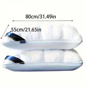 2pc Star Hotel Quality Pillow, Premium High Loft Pillow for Deep Sleep,  ,  Lightweight Quilt Set Ergonomic Dual-Height Cloud Cooling Hotel-Quality Down Alternative Satin Pocket Bed Sheet Luxurious Silk Queen Memory Gel Foam