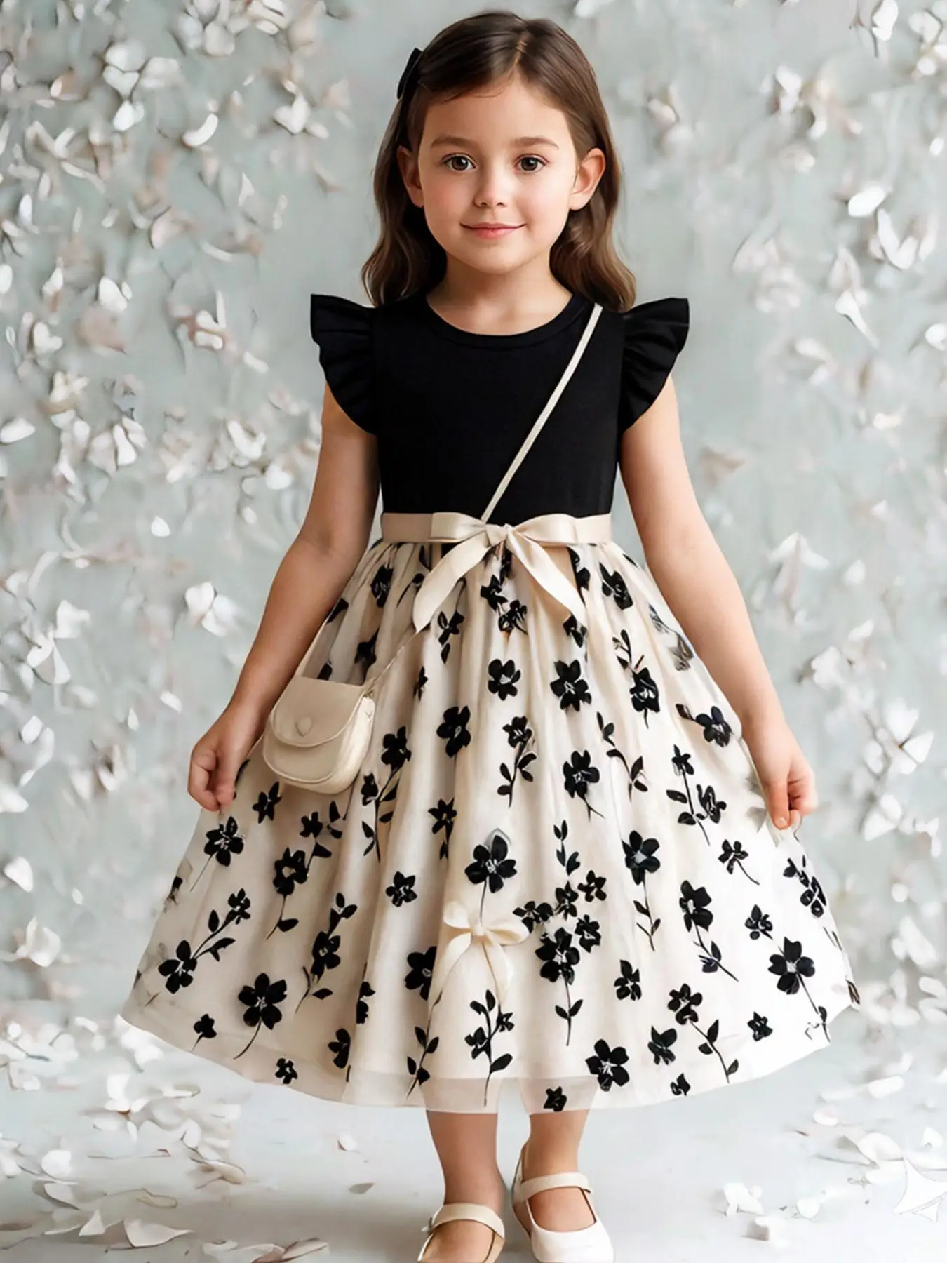 Girl's Belted Dress, Cute Casual A Line Dress for Party Holiday Wedding Guest, Kids Clothing for Summer