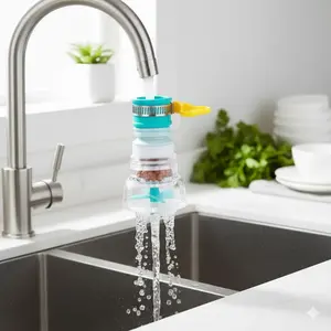 Universal Kitchen & Bathroom Water Filter Faucet Attachment, Sediment Carbon Filter, Quick-Connect Shower Head for Efficient Filtration, Water Saving & Anti-Splash, Removable & Washable Deep Purification, Household Accessory for Taps