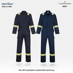 Portwest F128 Iona Xtra Enhanced Coverall - Menswear Workwear Uniforms Overalls, Reflective, Multi-Pocket (Navy)