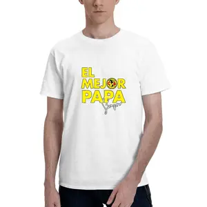 Summer t Shirts Club America "El Mejor Papa" Men's T-Shirt - 100% Cotton, Casual Crew Neck