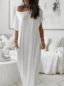 2026 New Women's Cotton Nightgown Long Sleeve V Neck Nightshirt Print Sleep Dress with Pockets Soft Breathable Loungewear - Clothes