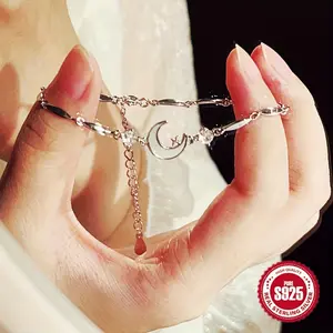 A Gracefully Simple 925 Sterling Silver Moon-shaped Bracelet, Hypoallergenic - Suitable For Sensitive Skin, Lightweight At 3.6g, Perfect For Daily Wear And Special Occasions - An Ideal Gift For Valentine's Day And Mother's Day bracelet stack jewelry
