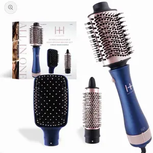 Hot and Hotter Interchangeable Hair Dryer Brush Set with 3 Brush Heads and Handle for Styling and Drying
