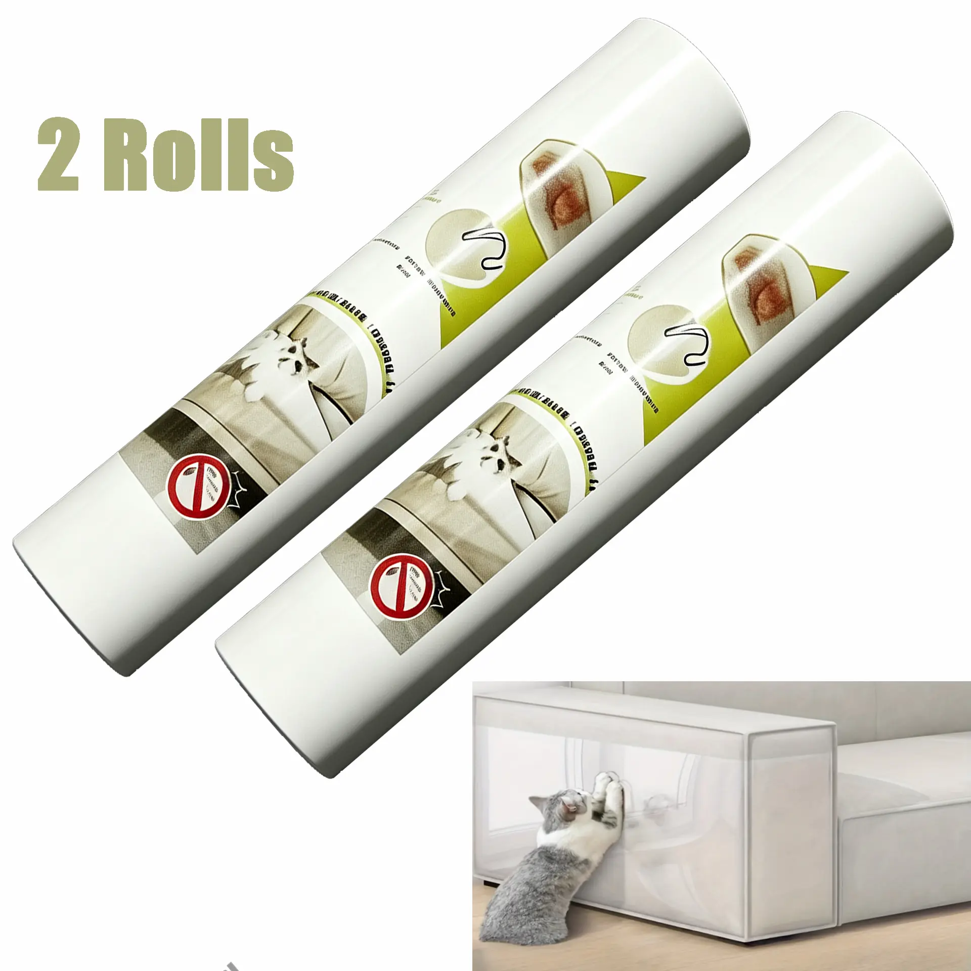 2 Rolls Thicken Vinyl Anti Cat Scratch Furniture Protector Sticky Couch Protector for Cats, Flexible Couch Corner Guard Under Cats Claw, Cat Scratch Deterrent Tape for Couch Corner Door Walls Bed and Funitures