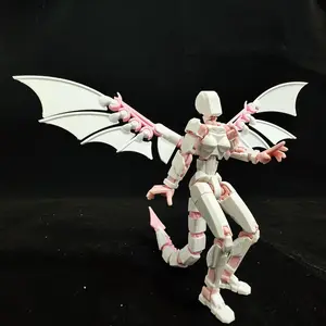 T13 Action Figure 3D Printed Dragon Human, Assembled Multi-Jointed Collectible, Moving Wings & Tail, Desktop Decoration, Perfect Gift
