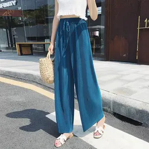 Casual Wide Leg Silk Pants