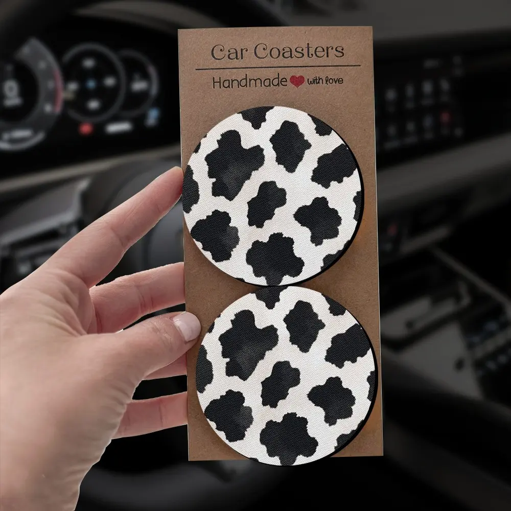 Built for the Trail, Not the Mall | 2/4Pcs Cow Print Car Coasters, Automotive Decoration, Car Decorations, Vehicle Decoration, Exclusive Car Interior Decoration, Birthday Gift, Christmas Gift, Thanksgiving Gift, Valentine's Day Gift