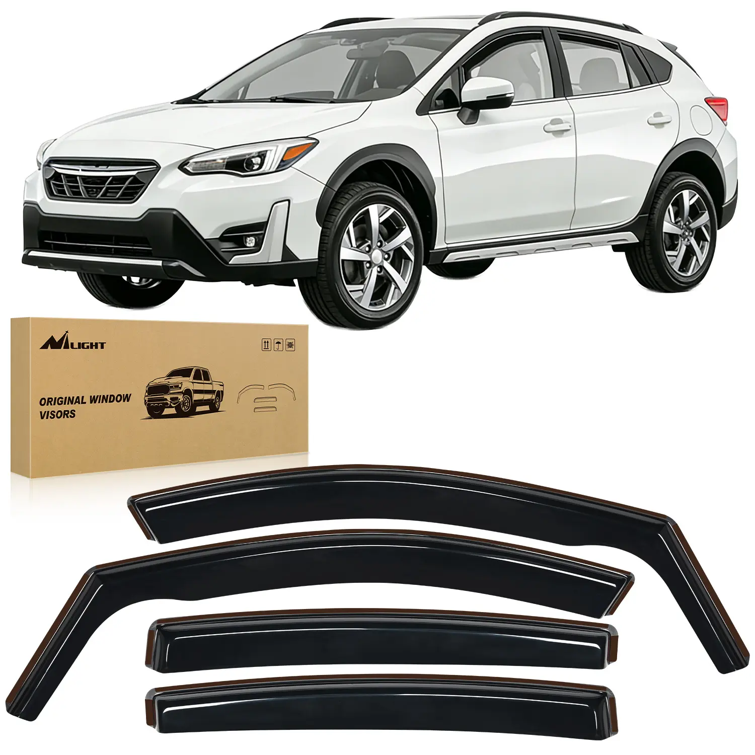 Nilight 4-Piece In-Channel Black Rain Guards, Original Window Deflectors for 2018-2023 Crosstrek & 2017-2023 Impreza Hatchback, Vent Visors, Automotive Car Exterior Replacement Car Accessories, Anti-Fog
