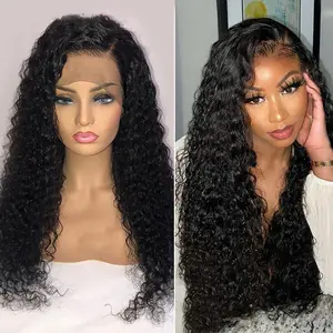Brazilian 13x4 Transparent Jerry Curly Lace Front Wig 13x6 Water Wave Lace Frontal Wigs Pre Plucked Deep Wave Human hair Frontal Wig Pre Plucked 180% Density