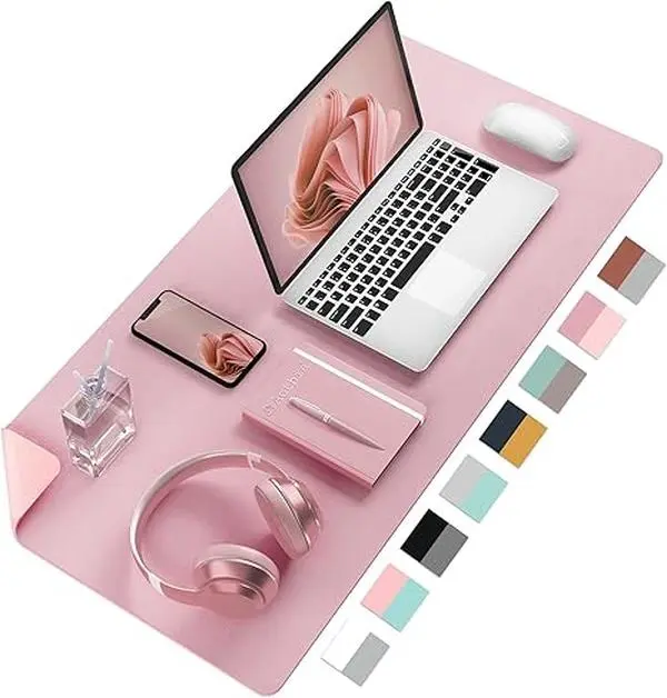 Aothia Dual-Sided Desk Pad, Waterproof Stain-Resistant PU Leather Mouse Pad, Non-Slip & Easy Clean Large Desk Mat for Messy Workspaces