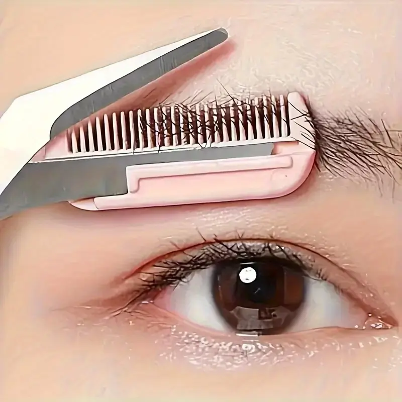 Beginner Arc Eyebrow Scissors Set with Comb, Stainless Steel Material, Suitable for All Skin Types, Unisex, Portable Grooming Tool