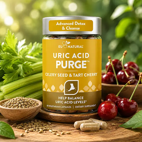 Uric Acid Support Supplement with Tart Cherry, Celery Seed & Chanca Piedra, Supports Healthy Uric Acid Levels, Joint Comfort, Mobility & Kidney Health, 60 Capsules