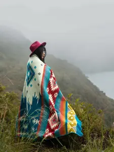 REVERSIBLE Queen Wool Throw Blanket - alpaca wool blanket - Native design blanket - Queen Size blanket - Native American blanket