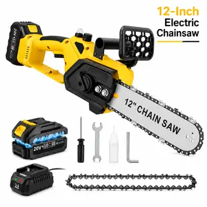 12-Inch Cordless Electric Chainsaw, 20V Battery Powered Brushless Chainsaw Kit for Tree Trimming, Wood Cutting, Pruning and Yard Work mini
