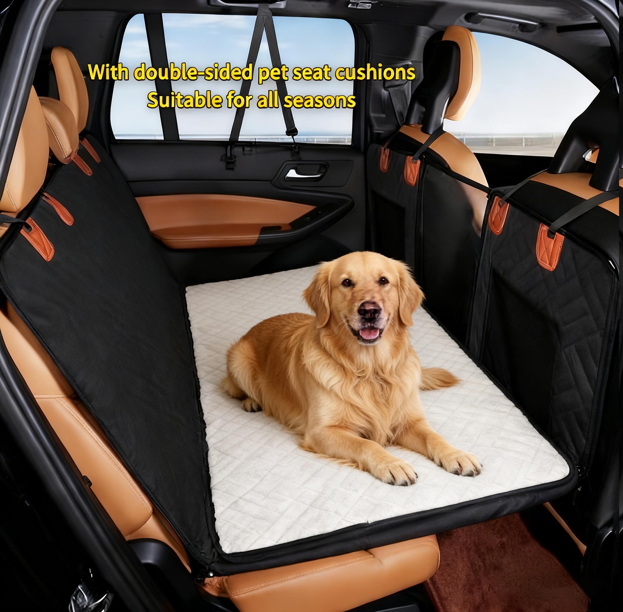 Back Seat Extender with With double-sided cushioning,Dog Seat Cover for Back Seat,Hard Bottom Car Seat Cover for Dogs,Dog Hammock for Car,Back Seat Pet Cover for Dogs(Black,for Car/SUV/Small Truck)