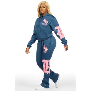 Shironda Navy Snap Stacked Track Set