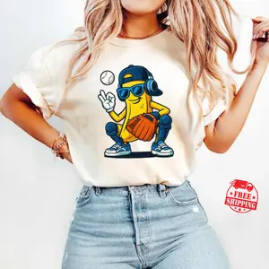 [Sale up to 50%] [Free Ship] Funny Banana Baseball Comfort Color Shirt, Savannah Bananas Game Day Tee, Retro Sports Mascot T-Shirt