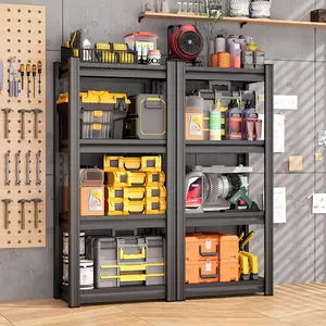 Heavy-Duty 4-Tier Adjustable Metal Shelving Unit - Freestanding Storage Rack, Sturdy Black Metal Frame, Ideal for Garage, Kitchen, Pantry, and Warehouse Organization kids toy