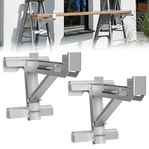 Heavy-Duty Steel Ladder Jacks for Scaffolding Platform 264lbs Capacity Two-Rung Short Body Bracket for Masonry Painting Roofing Easy Assembly Anti-Fall Safety