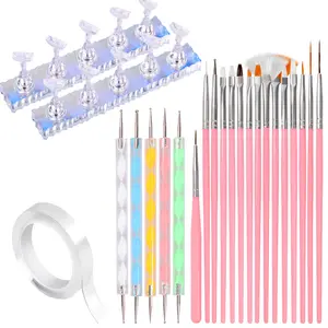 Art Tools,  Holder for Painting Nails, 15 count  Art Brushes, 5 count  Dotting Tool,  Stand for  DIY & Salon  Art Design
