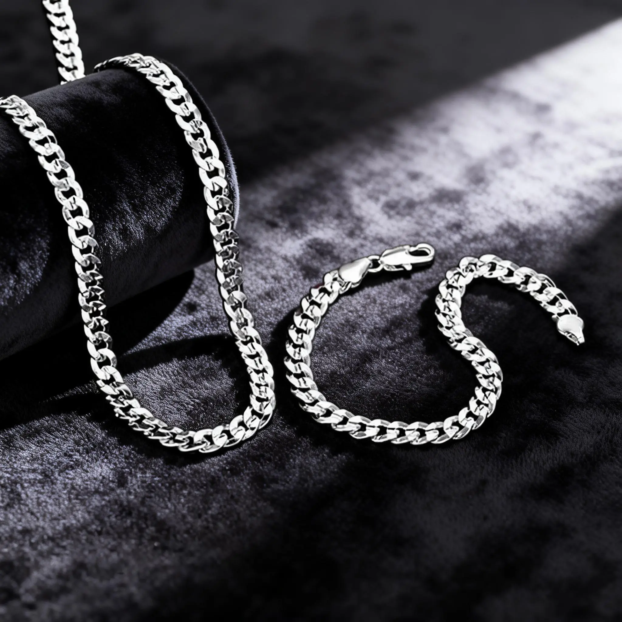 Hot 2pcs 925 Silver Plated 7mm Sideways Unisex Cuban Necklace Bracelet Set for Daily Wear Birthday Party Gift Ideal for Him for Her Sleek Silver Finish Fashion Style