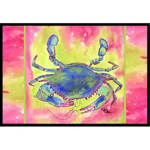 Carolines Treasures  36 x 24 in. Bright Pink and Blue Crab Indoor Or Outdoor Doormat