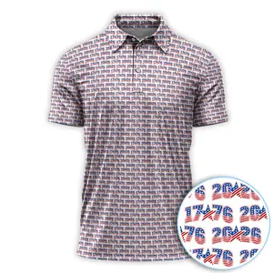 USA Flag Pattern Golf Shirt For Men, 1776–2026 Patriotic Polo, Perfect 4th Of July Outfit