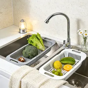 Double-layer Japanese Multi-function Retractable Drain Basket, Dishwashing, Vegetable Washing, Fruit Plastic Filter Basket, Dish Rack