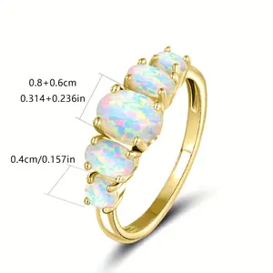 GEMSME Opal Ring Refined Design  Perfect for Birthday Holiday Valentine’s Day Anniversary Gifts Wedding ring R-0565-G