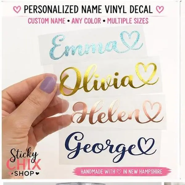 Personalized Name Vinyl Decal | Custom Waterproof Name Sticker for Water Bottles, Lunch Boxes, Cups, Laptops & More | Sticky Chix