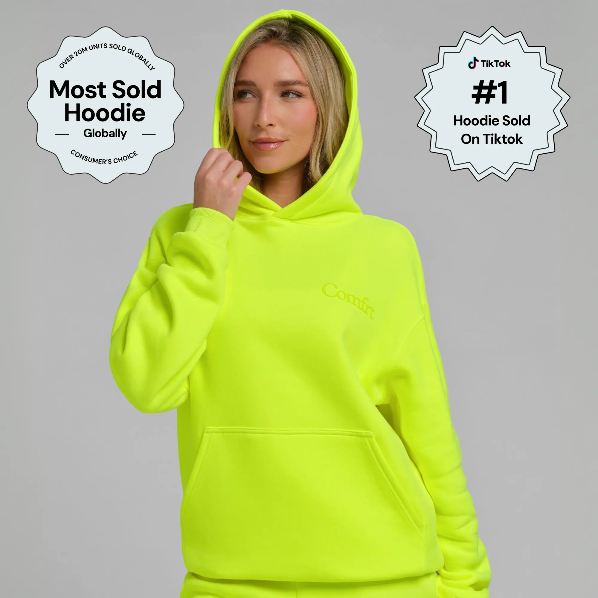 Comfrt | Neon Minimalist Hoodie - Mega | Colorful Fleece Hoodie in Bold Neon Colors