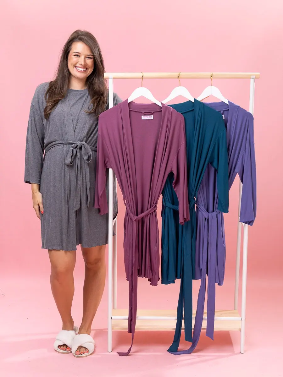 Dreamy Rib Lettuce Hem Short Robe by DD Design | S-3XL