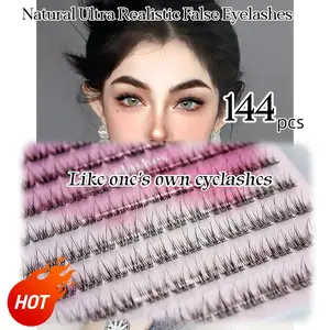 12 Rows 120 Clusters Fake Mink Eyelashes, Self-Adhesive DIY Reusable, C Curl for Big Eyes, 11-14mm, Daily Use for Beginners, DIY False Eyelashes