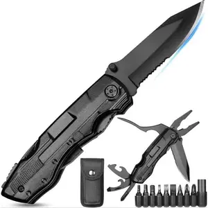 Multitool Pocket Folding Tool| Stainless Steel Multitool for Camping, Emergency & Outdoor Use| Ideal Birthday, Fathers Day, Christmas Gifts for Men, Dad, Husband