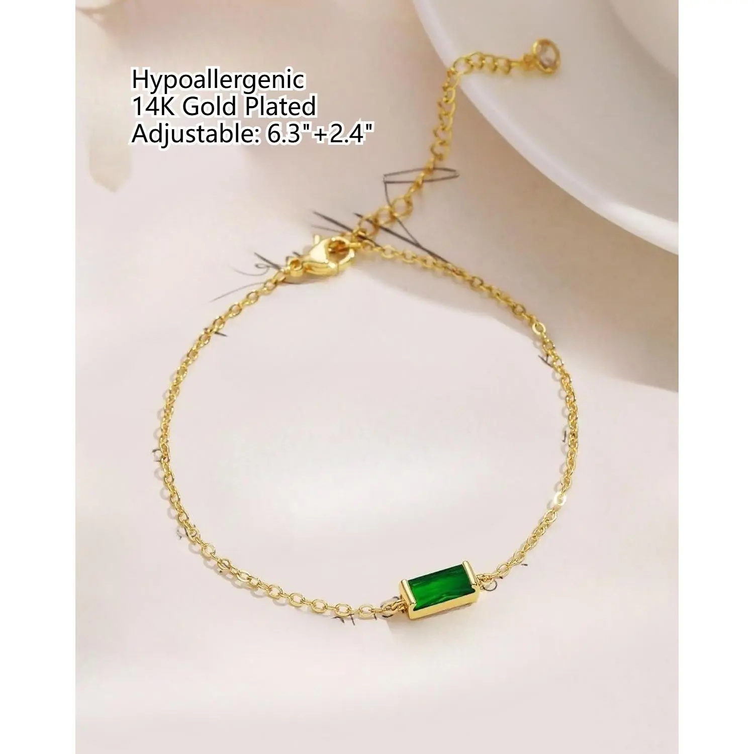 Birthstone Gold Bracelets for Women Non Tarnish Trendy Dainty 14K Gold Plated Bracelet Stack Stackable Blue Green May Emerald Friendship Bracelets Jewelry Gifts for Mom Best Friend